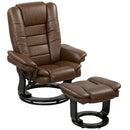 HOMCOM Swivel Manual Recliner and Footrest Set PU Leather Chair Brown