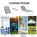 Outsunny Camping Cot Picnic Sun Lounger Portable Folding Chaise Chair Grey