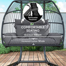 Outsunny Rattan Double Hanging Egg Chair with Stand, Cushion, Dark Grey