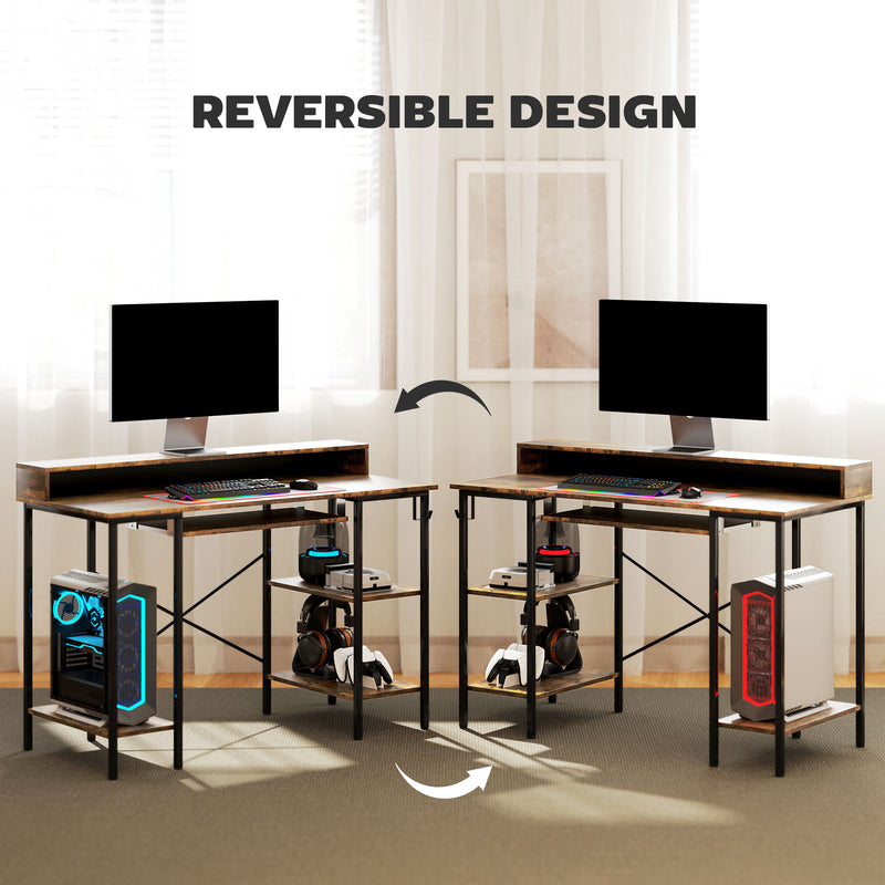 HOMCOM Gaming Desk with Monitor Stand and Sliding Keyboard Tray