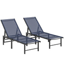Outsunny Sun Loungers Set of 2, 5-Level Reclining Sunbeds, Dark Blue