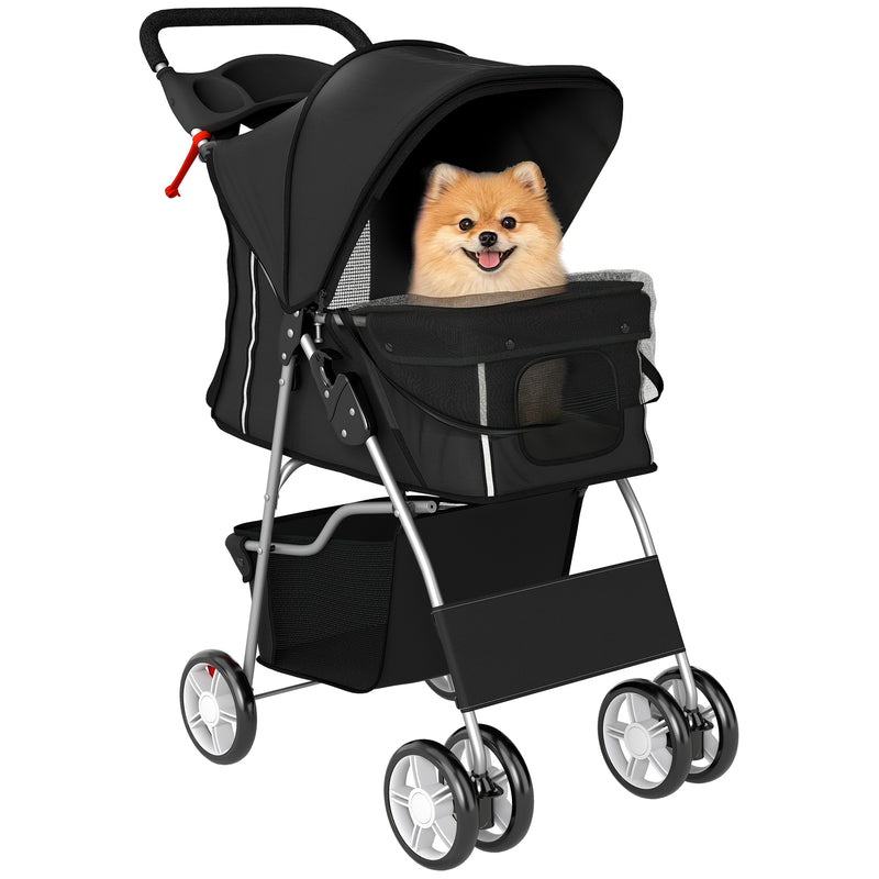 dog stroller pawhut PawHut Pet Stroller Carrier Foldable Deluxe Walk Travel Dog, Black