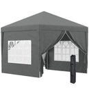 Outsunny 3mx3m Pop Up Gazebo Party Tent Canopy Marquee With Storage Bag Grey