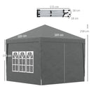 Outsunny 3mx3m Pop Up Gazebo Party Tent Canopy Marquee With Storage Bag Grey