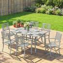 Outsunny 7 Pieces Patio Dining Set With Umbrella Hole For Garden, Light Grey