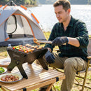 Outsunny 2-In-1 Portable BBQ Grill and Camping Fire Pit with Gloves