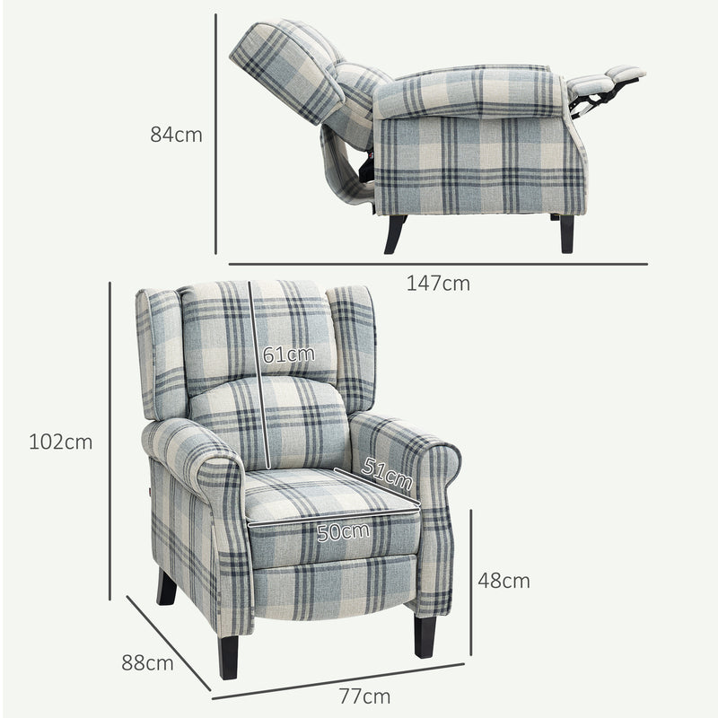 HOMCOM Recliner Chair for Living Room Wingback Chair with Padded Armrest
