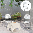 Outsunny Folding Chair With Steel Frame, Garden Chair Set, White