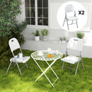 Outsunny Folding Chair With Steel Frame, Garden Chair Set, White