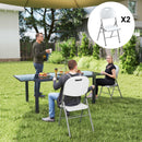 Outsunny Folding Chair With Steel Frame, Garden Chair Set, White