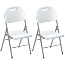 Outsunny Folding Chair With Steel Frame, Garden Chair Set, White