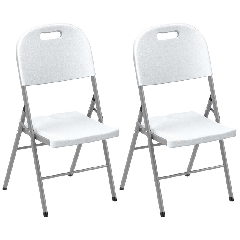 Outsunny Folding Chair With Steel Frame, Garden Chair Set, White