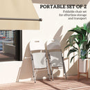 Outsunny Folding Chair With Steel Frame, Garden Chair Set, White