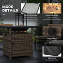 Outsunny 50,000 BTU Rattan Fire Pits For Garden, Propane Fire Pit Table - Grey/Brown