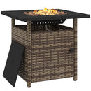 Outsunny 50,000 BTU Rattan Fire Pits For Garden, Propane Fire Pit Table - Grey/Brown