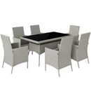 Outsunny 6 Seater Rattan Garden Furniture Set with Cushions, Grey