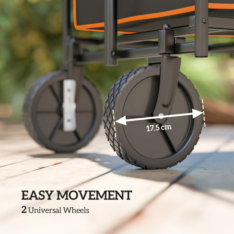 Outsunny 160L Folding Trolley Cart W/ Adjustable Handle