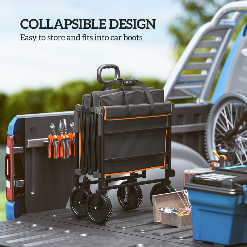 Outsunny 160L Folding Trolley Cart W/ Adjustable Handle