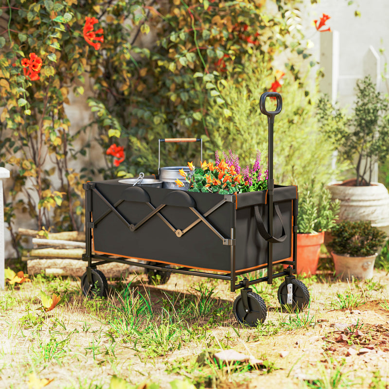 Outsunny 160L Folding Trolley Cart W/ Adjustable Handle