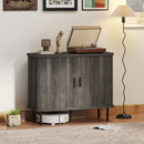 HOMCOM Sideboard Storage Cabinet with Slatted Tambour Sliding Doors