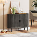 HOMCOM Sideboard Storage Cabinet with Slatted Tambour Sliding Doors