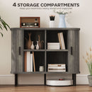HOMCOM Sideboard Storage Cabinet with Slatted Tambour Sliding Doors