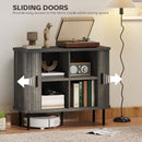 HOMCOM Sideboard Storage Cabinet with Slatted Tambour Sliding Doors