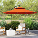 Outsunny 3(m) Cantilever Parasol Hanging Banana Umbrella w/ lights, Orange