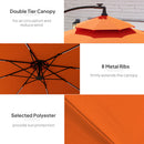 Outsunny 3(m) Cantilever Parasol Hanging Banana Umbrella w/ lights, Orange