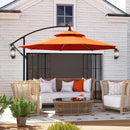 Outsunny 3(m) Cantilever Parasol Hanging Banana Umbrella w/ lights, Orange