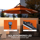 Outsunny 3(m) Cantilever Parasol Hanging Banana Umbrella w/ lights, Orange