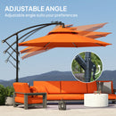 Outsunny 3(m) Cantilever Parasol Hanging Banana Umbrella w/ lights, Orange