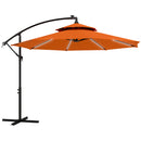 Outsunny 3(m) Cantilever Parasol Hanging Banana Umbrella w/ lights, Orange