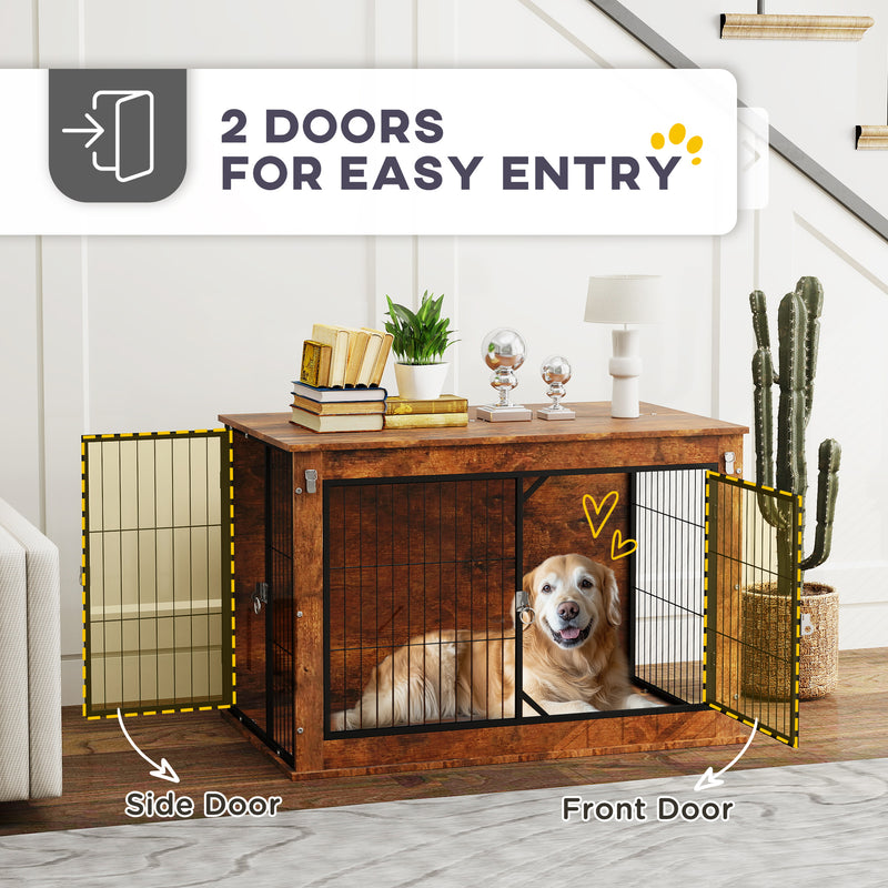 PawHut Dog Crate Furniture with Flip-up Top, 2 Doors