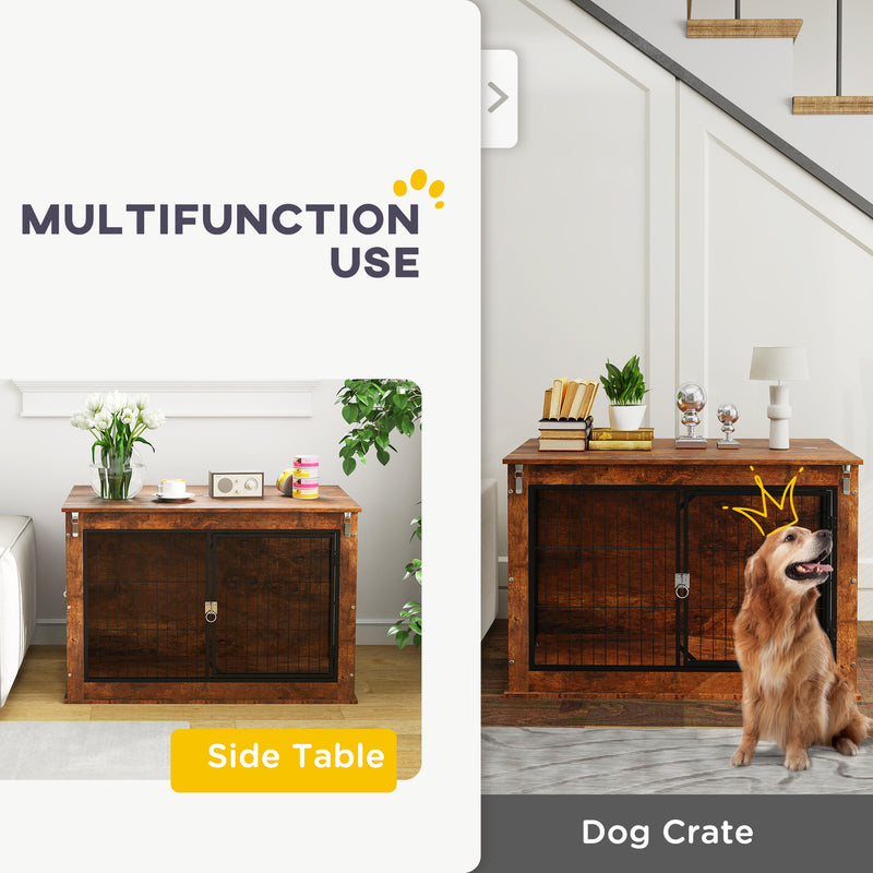 PawHut Dog Crate Furniture with Flip-up Top, 2 Doors