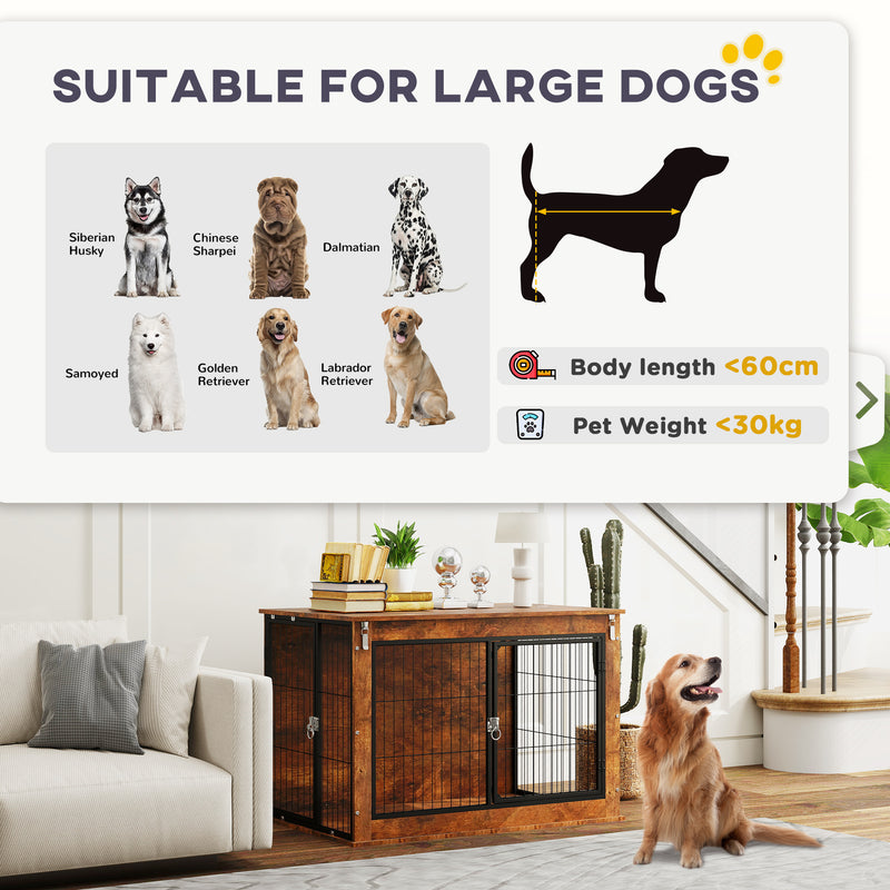 PawHut Dog Crate Furniture with Flip-up Top, 2 Doors