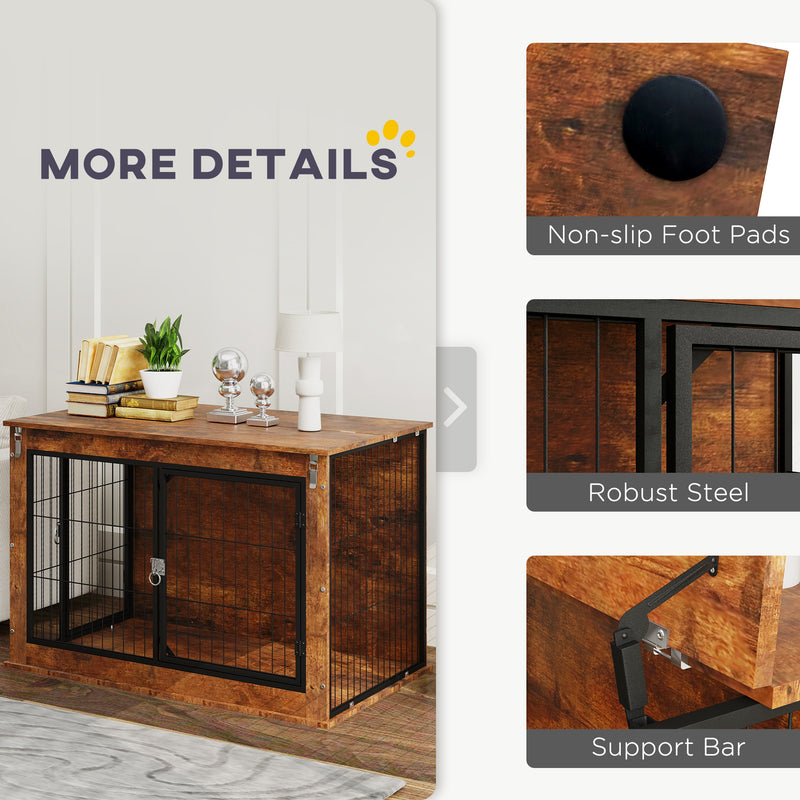PawHut Dog Crate Furniture with Flip-up Top, 2 Doors