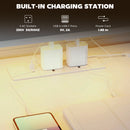 HOMCOM 147cm Gaming Desk With Charging Station And RGB Lights, White