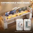 HOMCOM 147cm Gaming Desk With Charging Station And RGB Lights, White