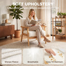 HOMCOM Accent Chair with Wood Frame Wide Seat Sherpa Fleece Armchair Cream