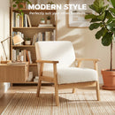 HOMCOM Accent Chair with Wood Frame Wide Seat Sherpa Fleece Armchair Cream