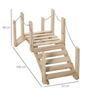 Outsunny Fir Wooden Garden Bridge, Arch Walkway with Metal Chain Railings