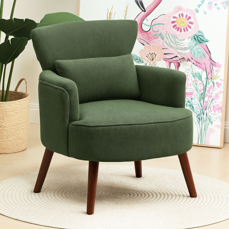 HOMCOM Armchair with Padded Seat and Backrest for Living Room, Green