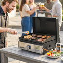 Outsunny Grill Griddle, Tabletop Gas BBQ With Grease Cup, Black