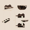 PawHut 4PCs Wall Mounted Cat Tree Cat Wall Shelves W/ Scratching Post - Dark Grey/Brown