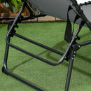 Outsunny Folding Sun Lounge W/ Reclining Back, Sun Lounge W/ Reading Hole - Beige/Grey