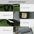 Outsunny Folding Sun Lounge W/ Reclining Back, Sun Lounge W/ Reading Hole - Beige/Grey