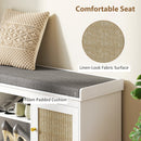 HOMCOM Shoe Bench, Boho Shoe Storage Bench with Padded Cushion, White