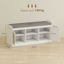 HOMCOM Shoe Bench, Boho Shoe Storage Bench with Padded Cushion, White