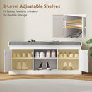 HOMCOM Shoe Bench, Boho Shoe Storage Bench with Padded Cushion, White